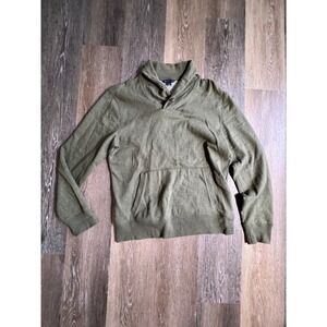 Gap Shawl Collar Sweater Mens Medium Green Good Cotton Knit Pullover Kangaroo